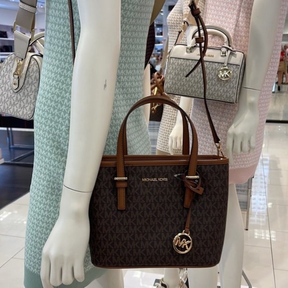 Michael Kors Jet Set Travel XS Carryall Tote Top Zip Tote Brown - Picture 14 of 16